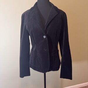 Vintage y2k Jacket Women Black Velvet Purple Lined goth whimsigoth Size 8 Medium